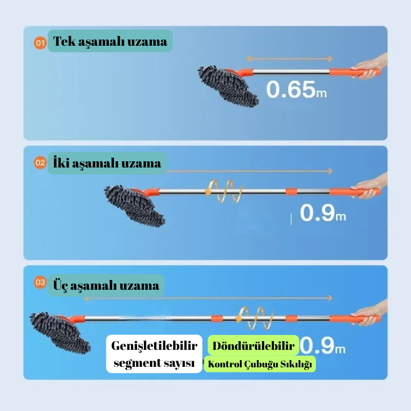 Profesyonel Oto Yıkama Mopu – 360° Dönebilen Başlık