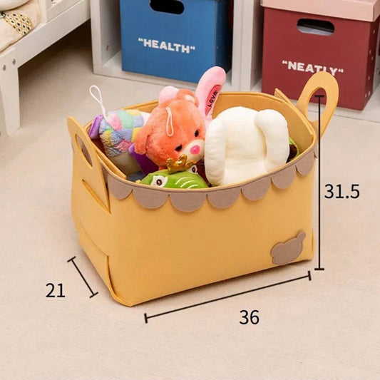 Karikatür Desenli Keçe Saklama Kutusu – Oyuncak ve Eşya Sepeti